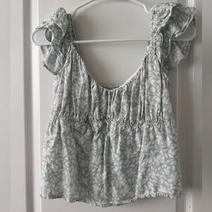 Abercrombie & Fitch Light Gray Floral Blouse
